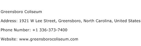Greensboro Coliseum Address Contact Number