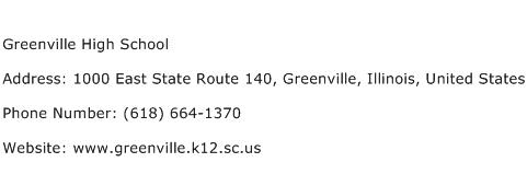 Greenville High School Address Contact Number
