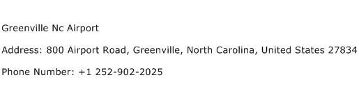 Greenville Nc Airport Address Contact Number