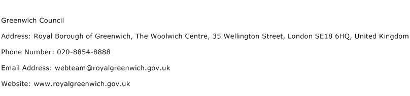 Greenwich Council Address Contact Number
