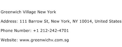 Greenwich Village New York Address Contact Number