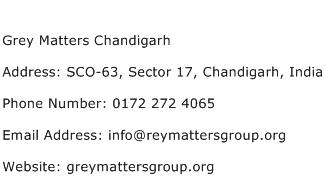 Grey Matters Chandigarh Address Contact Number