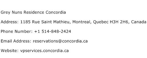Grey Nuns Residence Concordia Address Contact Number