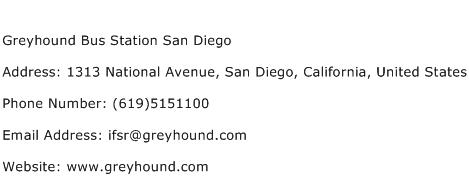 Greyhound Bus Station San Diego Address Contact Number
