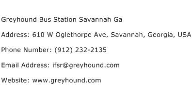 Greyhound Bus Station Savannah Ga Address Contact Number