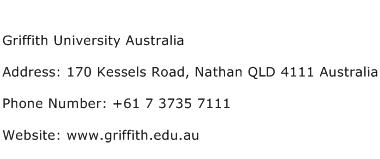 Griffith University Australia Address Contact Number