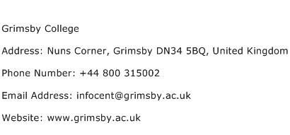 Grimsby College Address Contact Number