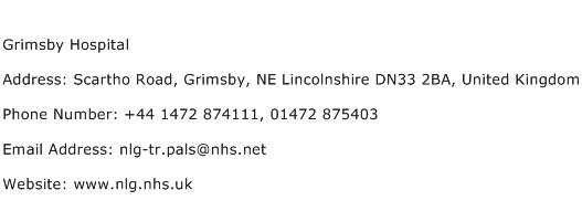 Grimsby Hospital Address Contact Number