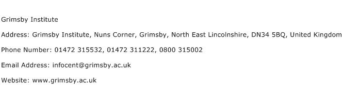 Grimsby Institute Address Contact Number