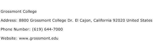 Grossmont College Address Contact Number