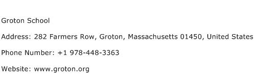 Groton School Address Contact Number