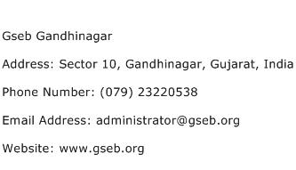 Gseb Gandhinagar Address Contact Number