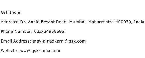 Gsk India Address Contact Number