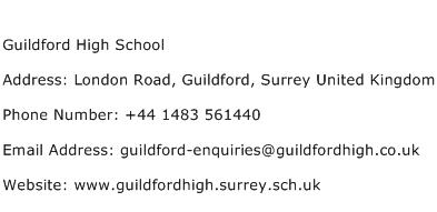 Guildford High School Address Contact Number