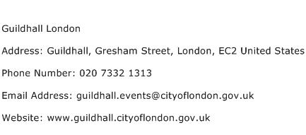 Guildhall London Address Contact Number