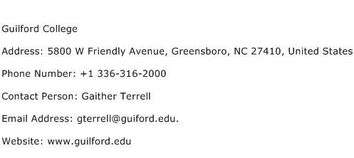 Guilford College Address Contact Number