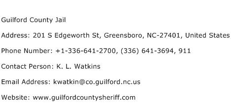 Guilford County Jail Address Contact Number