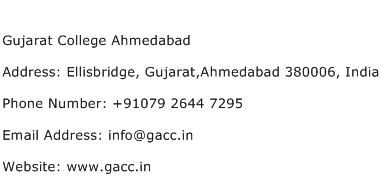 Gujarat College Ahmedabad Address Contact Number