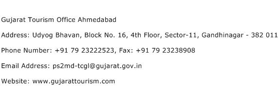 Gujarat Tourism Office Ahmedabad Address Contact Number