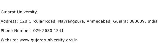 Gujarat University Address Contact Number