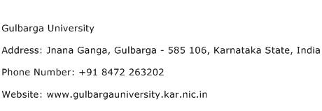 Gulbarga University Address Contact Number