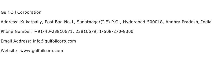 Gulf Oil Corporation Address Contact Number