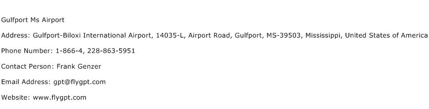 Gulfport Ms Airport Address Contact Number