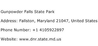Gunpowder Falls State Park Address Contact Number