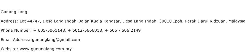Gunung Lang Address Contact Number