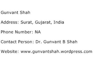 Gunvant Shah Address Contact Number