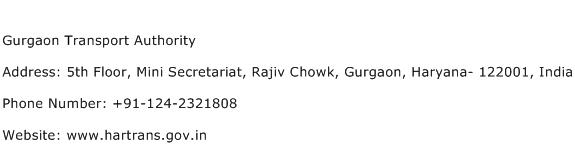 Gurgaon Transport Authority Address Contact Number