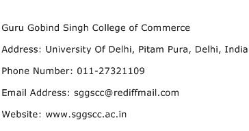 Guru Gobind Singh College of Commerce Address Contact Number