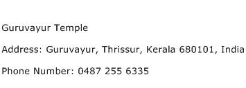 Guruvayur Temple Address Contact Number