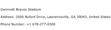 Gwinnett Braves Stadium Address Contact Number