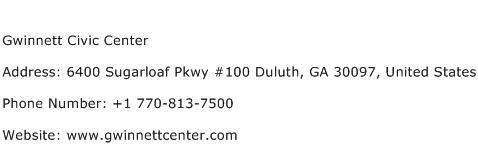 Gwinnett Civic Center Address Contact Number