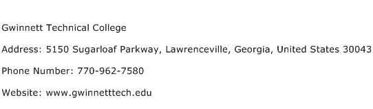 Gwinnett Technical College Address Contact Number