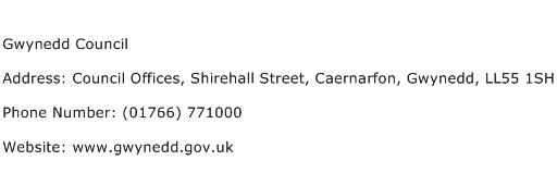 Gwynedd Council Address Contact Number