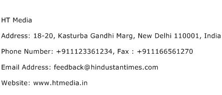 HT Media Address Contact Number