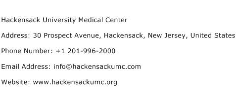 Hackensack University Medical Center Address Contact Number