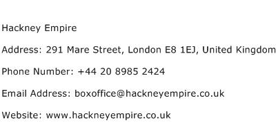 Hackney Empire Address Contact Number