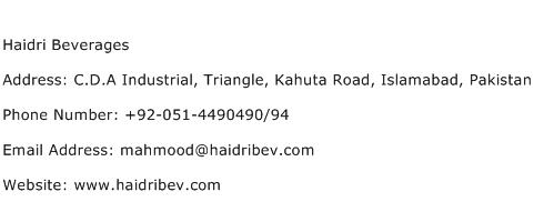 Haidri Beverages Address Contact Number