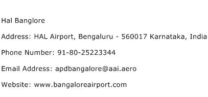 Hal Banglore Address Contact Number