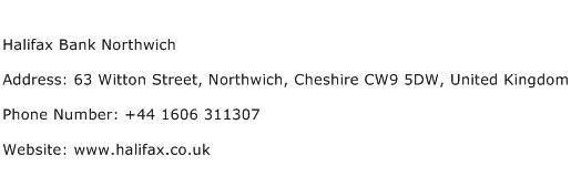 Halifax Bank Northwich Address Contact Number