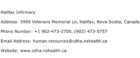 Halifax Infirmary Address Contact Number