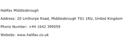 Halifax Middlesbrough Address Contact Number