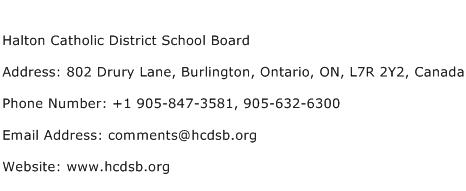 Halton Catholic District School Board Address Contact Number