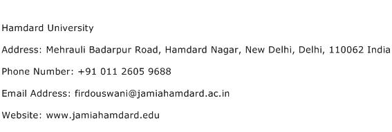 Hamdard University Address Contact Number