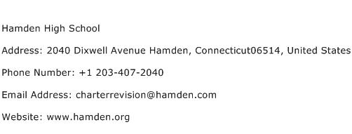 Hamden High School Address Contact Number