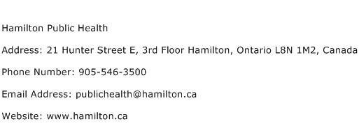 Hamilton Public Health Address Contact Number