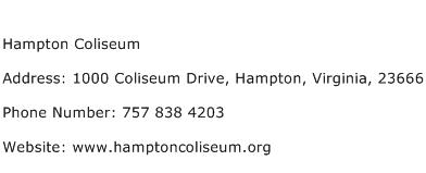 Hampton Coliseum Address Contact Number
